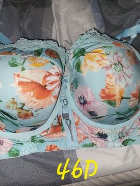 Lane Bryant Light Blue Floral Lace Underwire Bra